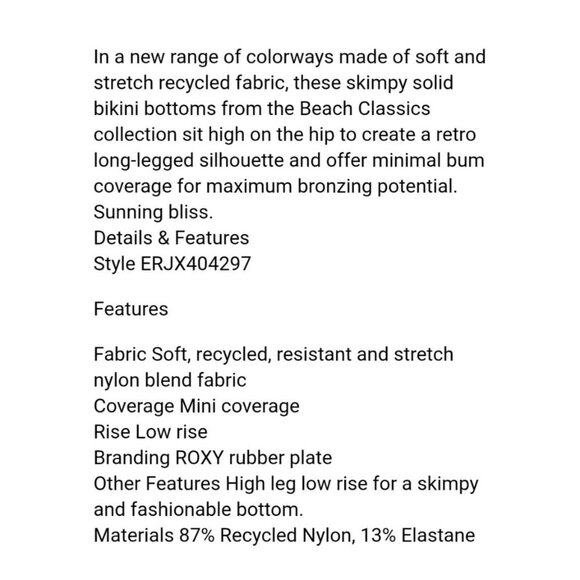NEW Roxy Standard Beach Classics Hi-Leg Bikini Bottom Small Aqua - Picture 8 of 11